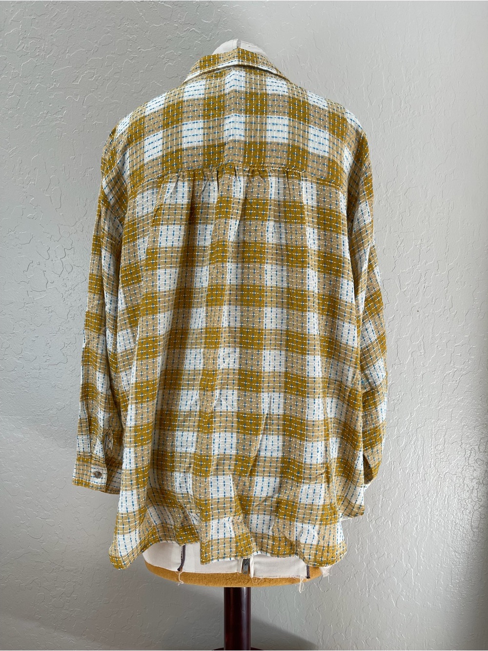Pilcro Mustard Plaid Button-Up Shirt - Picture 2 of 11